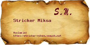 Stricker Miksa névjegykártya